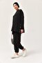 Snap Detail Hooded Double Suit Black