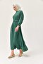 Waist Elastic Belt Bat Sleeve Dress Green - 2