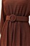 Bat Sleeve Dress with Elastic Waist Belt Brown - 5
