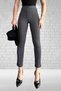 Women's Anthracite Crepe Fabric Lycra Grass Tight Leg Tightening Trousers - 2
