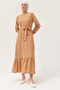 Belted Floor Linen Dress Mink