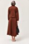 Scuba Double Suit with Metal Button Skirt Brown - 4