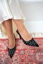 Sensu Black Mesh Stone Embroidered Women's Heeled Shoes - 2