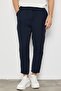 Premium Men's Boyfriend Mold Elastic Waist Navy Blue Woven Trousers Ls-23096 - 4