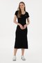 Women's Black Slit Crew Neck Midi Length Knitted Dress 50305753-Vr046