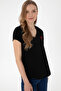 Women's Black V-Neck Basic T-Shirt 50305825-Vr046 - 4
