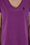Women's Purple V-Neck Basic T-Shirt 50305825-Vr037 - 7