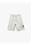 Print Detailed Elastic Waist Bermuda Shorts