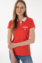 Women's Red Polo Neck T-Shirt 50305719-Vr213 - 3