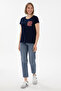 Women's Navy Blue Crew Neck T-Shirt 50305832-Vr033 - 4