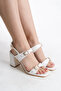 Women's Thick Heeled Buckle Double Strap Sandals Casual Heeled Shoes
