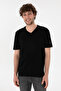 Men's Regular Fit V-Neck Black Basic T-Shirt 50305858-Vr046 - 2