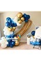 Balloon Set Midnight Blue-Metallic Light Blue-White-Chrome Gold Set of 60 Balloon Chain