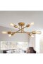Gold Modern Sputnik Chandelier 6-Light Semi Flush Mount Ceiling Fixture for Bedroom