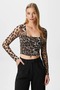 Women's Alina Corset Look Leopard Tulle Crop Blouse - 2