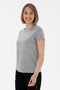 Women's Gray Melange Crew Neck Basic T-Shirt 50305879-Vr086