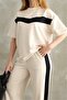 Garnish Strip Detail Modal Short Tracksuit Set