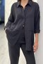 Women's Black Linen Shirt and Pants Set 100% Linen 0009 - 3