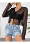 Tulle Crop Jacket See-Through Shirt Tulle Cardigan Transparent Jacket Tulle Blouse Shirt Jacket - 4