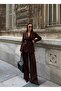 Long Vest with Clove Belt - Palazzo Pants Set - 4
