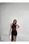 Cross Strap Tulle Detailed Low-Cut Side Fabric Piece Moving Sandy Mini Dress - 5