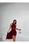 Cross Strap Tulle Detailed Low-Cut Side Fabric Piece Moving Sandy Mini Dress - 7
