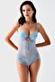 Push up Lace Detailed Bodysuit C15098 Blue