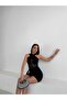 Cross Strap Tulle Detailed Low-Cut Side Fabric Piece Moving Sandy Mini Dress - 5