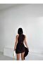 Cross Strap Tulle Detailed Low-Cut Side Fabric Piece Moving Sandy Mini Dress - 6