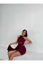 Cross Strap Tulle Detailed Low-Cut Side Fabric Piece Moving Sandy Mini Dress - 2