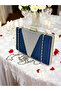 Navy Blue Satin Silver Stone Metal Handle Evening Dress Bag Evening Bag Engagement Wedding Bag - 6