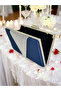 Navy Blue Satin Silver Stone Metal Handle Evening Dress Bag Evening Bag Engagement Wedding Bag - 3