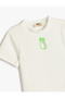 Printed Ecru Girl's T-Shirt 5Skg10092Ak - 3