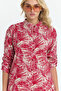 Women's Red Floral Patterned Long Tunic and Comfortable Cut Pants Woven Viscose Top and Bottom Set - 3