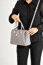 Women's Printed Lock Detailed Hand and Shoulder Bag - 5