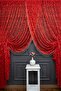 Red Shawl Design Beaded Double Breasted Curtain Yanki Tulle Theater Model Curtain