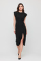Moon Sleeve Padded Premium Midi Dress - 4