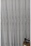 Ottoman Gray Silver Court Embroidered Living Room 3 Layer Pleated Tulle Curtain - 3