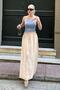 Beige Elastic Waist Long Women's Skirt MG1979 - 3