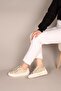 Clara Denim Sneakers with All Stone Accessories Beige - 3