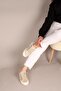 Clara Denim Sneakers with All Stone Accessories Beige - 5