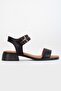 Women's Genuine Leather Strappy Low Heel Sandals - Black - 3
