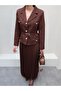 Gold Buckle Belted Jacket Skirt Suit - 3