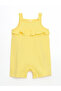 Yellow Ruffled Baby Girl Combed Cotton Jumpsuit