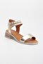 Women's Genuine Leather Strappy Low Heel Sandals - Gold - 4