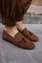 Albares Women's Brown Mocha Real Suede Tassel Loafer - 8