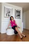 Women's Imported Scuba Fabric Ribbon Detailed Slit Pencil Dress - 2