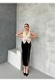 Women's Imported Scuba Fabric Ribbon Detailed Slit Pencil Dress