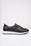 Women's Black Colored Perforated Rubber Lace-Up Orthopedic Sole Ballerinas - 5
