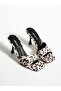 Plum Cream Leopard Heeled Women's Slippers